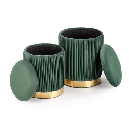 SET 2x Taburete MONTY diá. 36/44 cm Verde/dorado