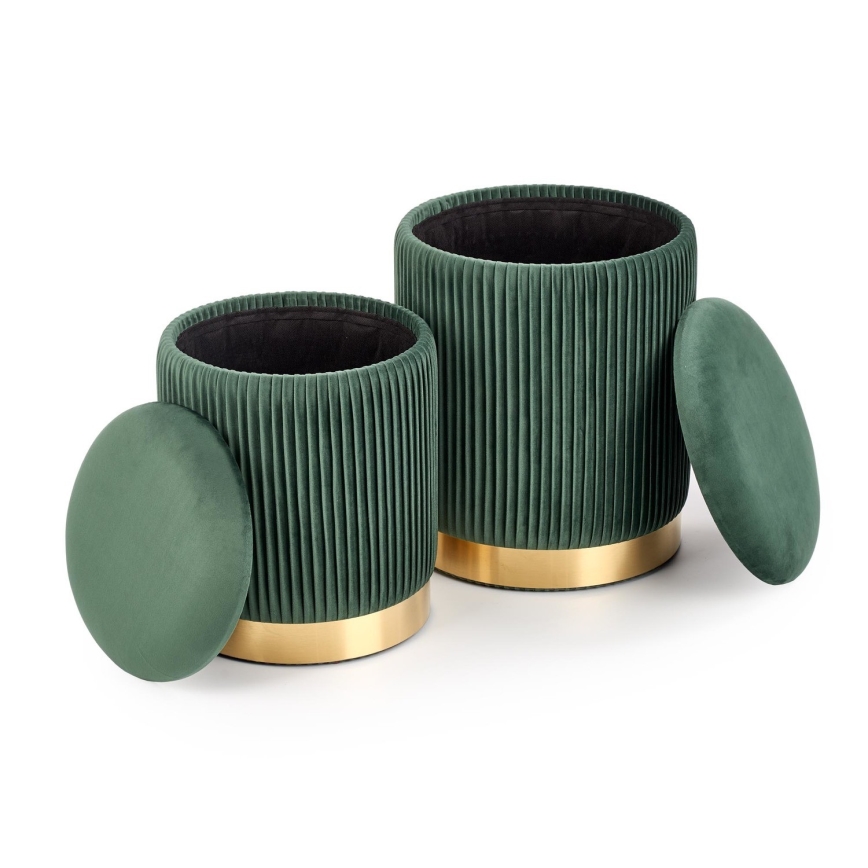 SET 2x Taburete MONTY diá. 36/44 cm Verde/dorado