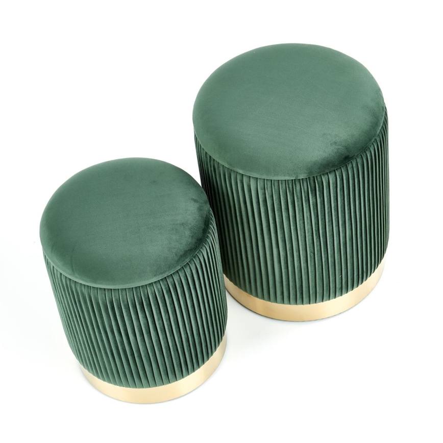 SET 2x Taburete MONTY diá. 36/44 cm Verde/dorado