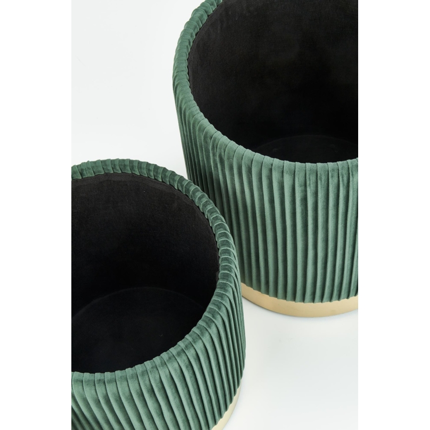 SET 2x Taburete MONTY diá. 36/44 cm Verde/dorado