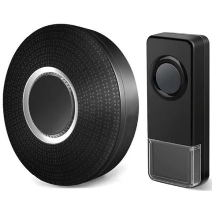 SET 2x Timbre inalámbrico con enchufe integrado 230V 1xA23 IP55 negro