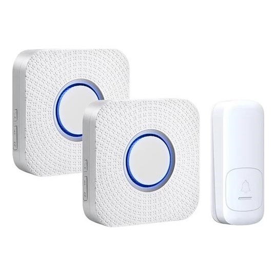 SET 2x Timbre inalámbrico con enchufe integrado cinético 230V blanco