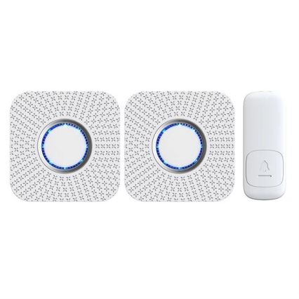 SET 2x Timbre inalámbrico con enchufe integrado cinético 230V blanco