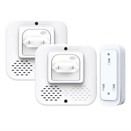 SET 2x Timbre inalámbrico con enchufe integrado cinético 230V blanco