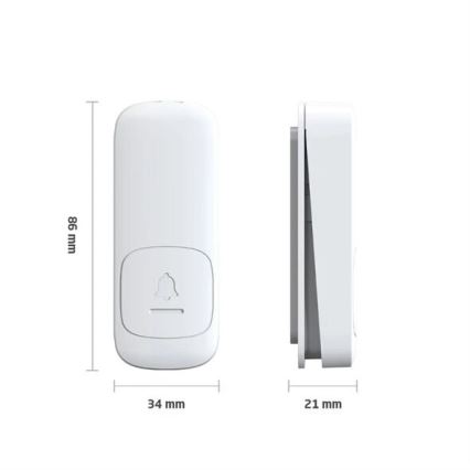 SET 2x Timbre inalámbrico con enchufe integrado cinético 230V blanco