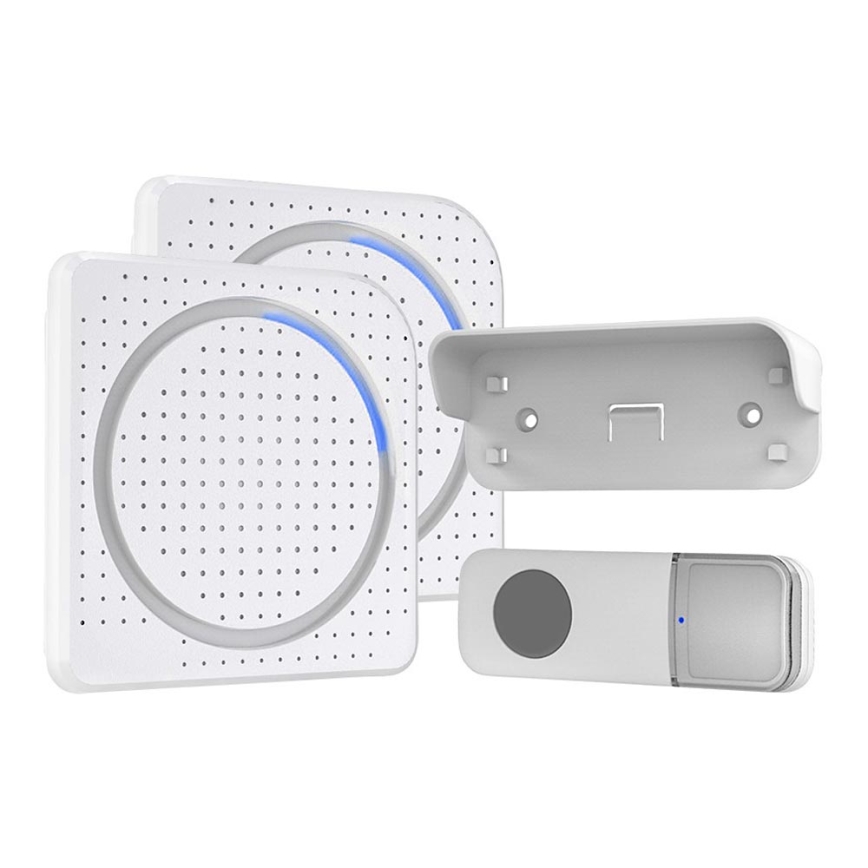 Set 2x Timbre inalámbrico para toma de corriente 230V IP56 blanco