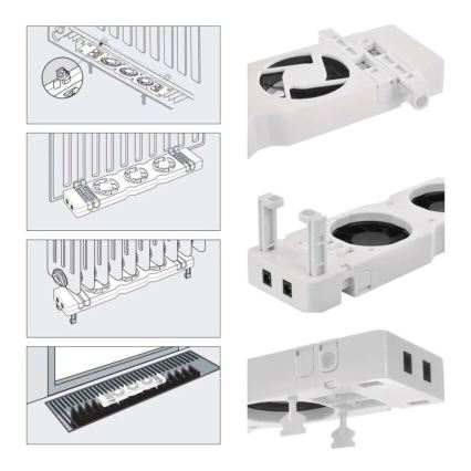 SET 2x Ventilador de radiador 5/230V blanco