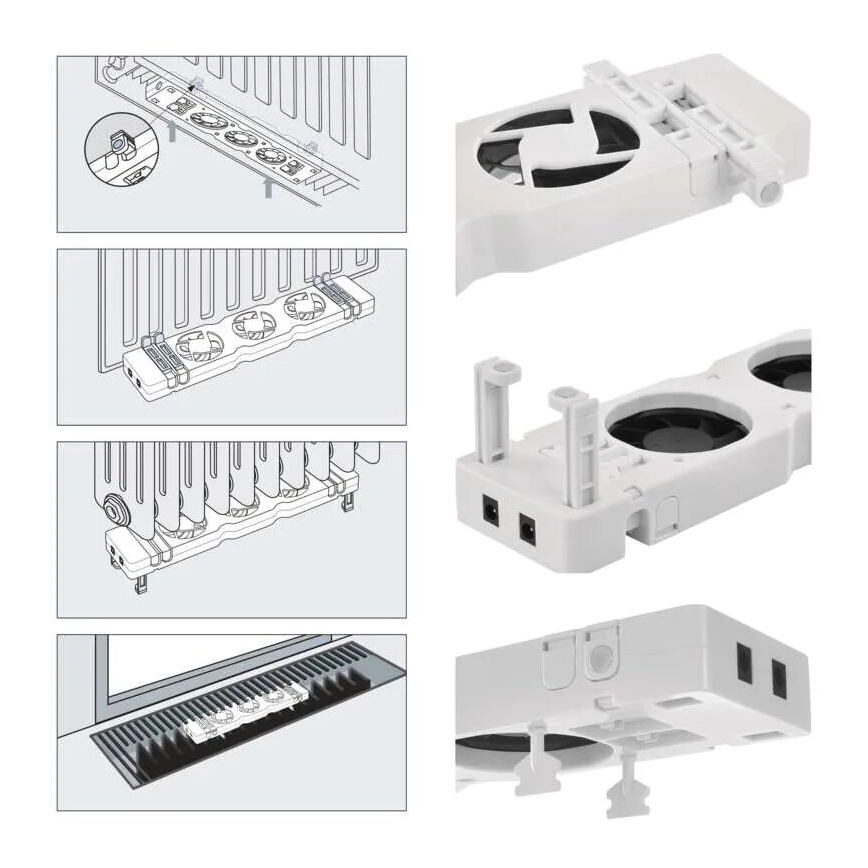 SET 2x Ventilador de radiador 5/230V blanco