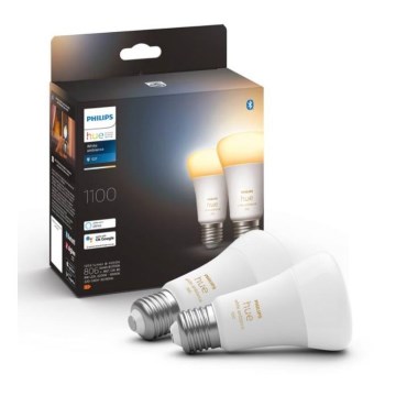 SET 2xLED Bombilla regulable Philips Hue WHITE AMBIANCE E27/8W/230V 2200-6500K