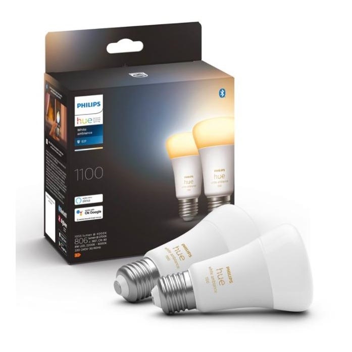 SET 2xLED Bombilla regulable Philips Hue WHITE AMBIANCE E27/8W/230V  2200-6500K