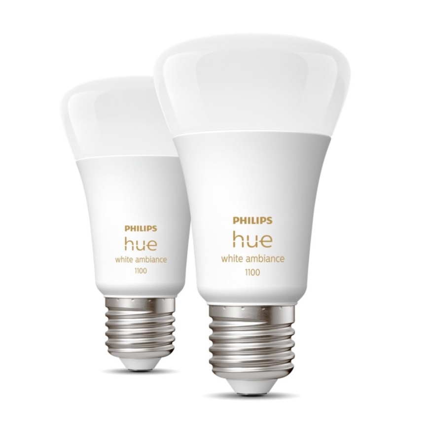 SET 2xLED Bombilla regulable Philips Hue WHITE AMBIANCE E27/8W/230V 2200-6500K