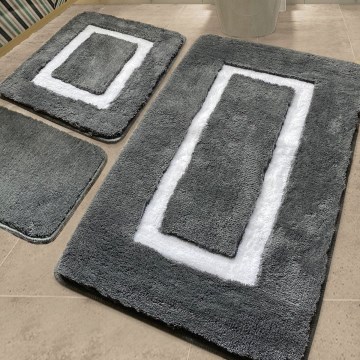 SET 3x Alfombra de baño 60/60/100 cm antracita