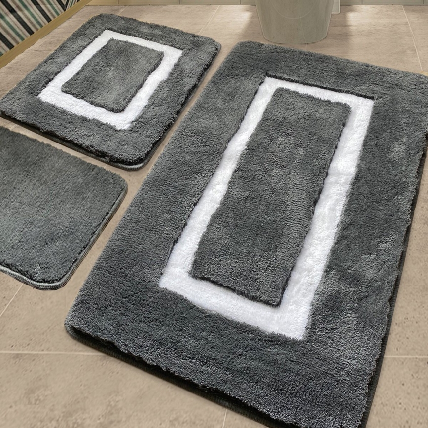SET 3x Alfombra de baño 60/60/100 cm antracita
