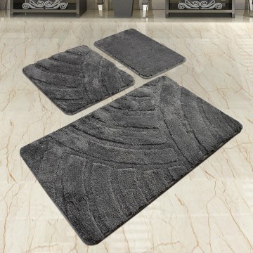 SET 3x Alfombra de baño ALYA 60/60/100 cm antracita