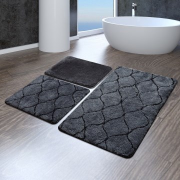 SET 3x Alfombra de baño INFINITY 60/60/100 cm antracita