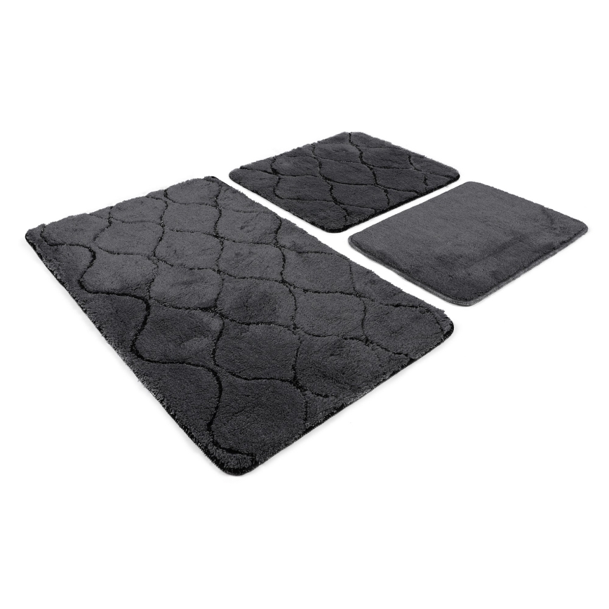 SET 3x Alfombra de baño INFINITY 60/60/100 cm antracita