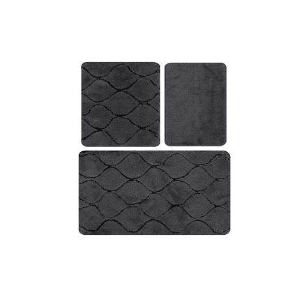SET 3x Alfombra de baño INFINITY 60/60/100 cm antracita