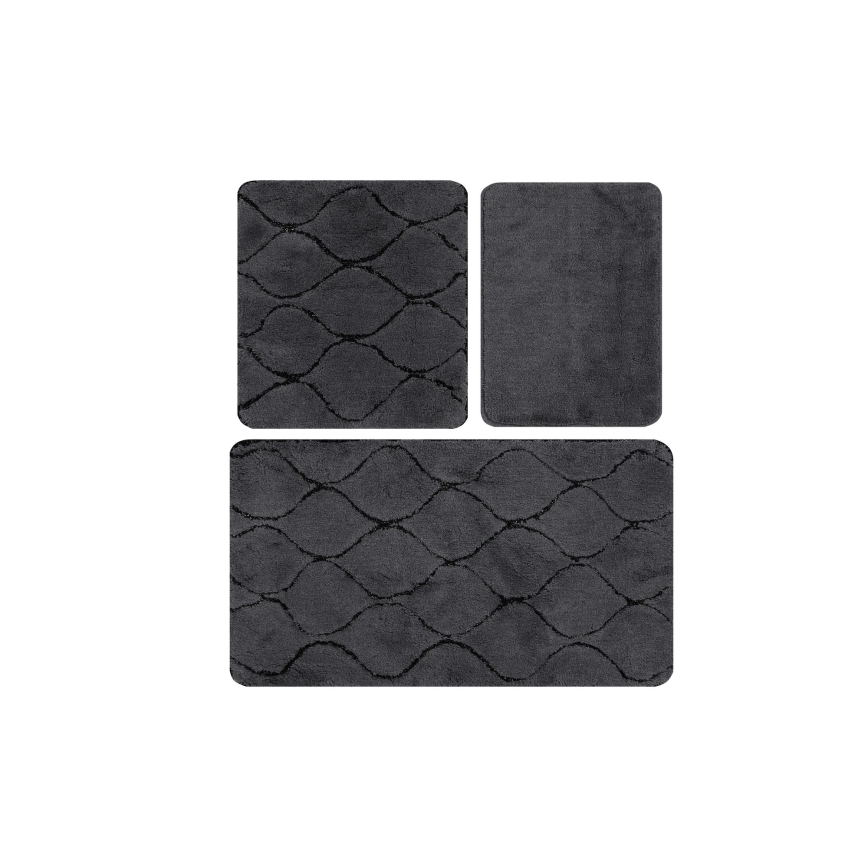 SET 3x Alfombra de baño INFINITY 60/60/100 cm antracita