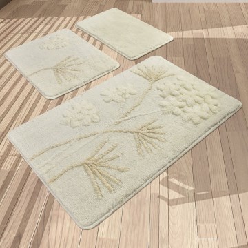 SET 3x Alfombra de baño ORKIDE 60/60/100 cm beige
