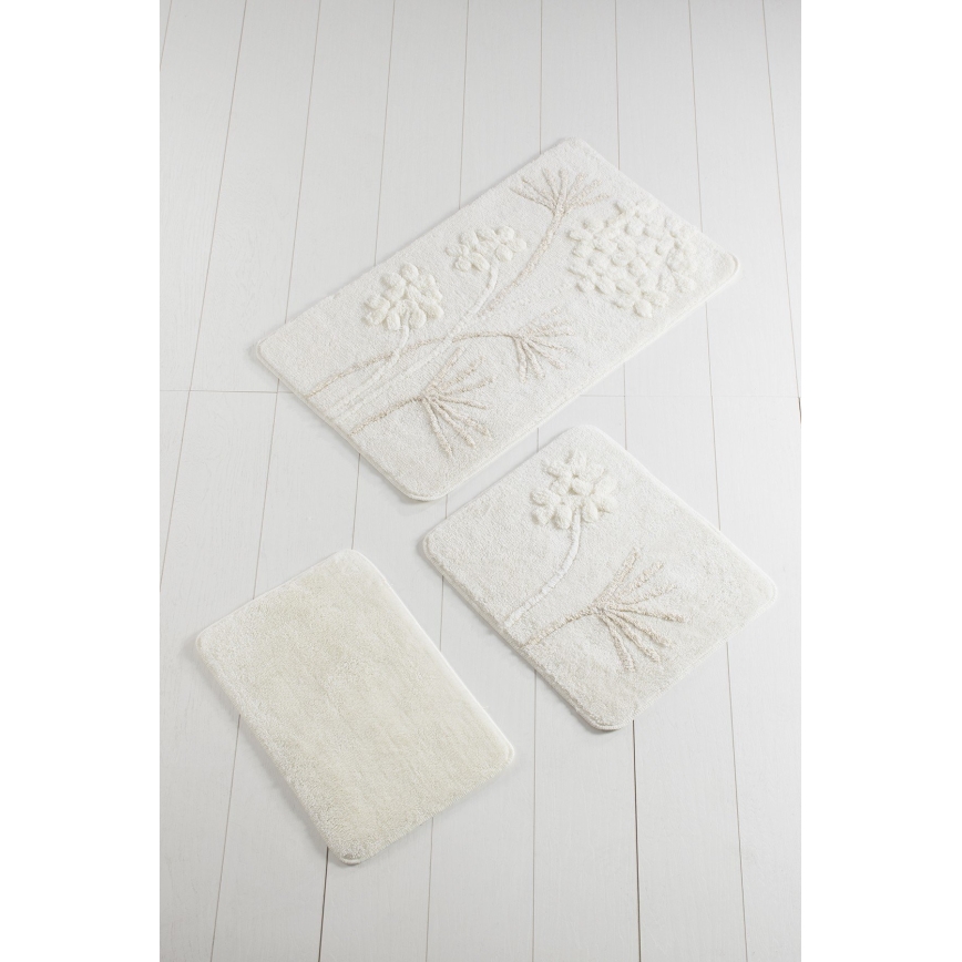 SET 3x Alfombra de baño ORKIDE 60/60/100 cm beige