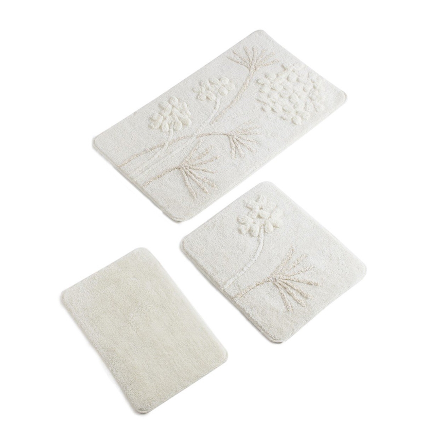 SET 3x Alfombra de baño ORKIDE 60/60/100 cm beige