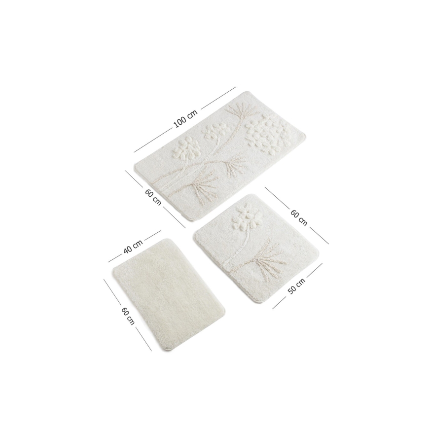SET 3x Alfombra de baño ORKIDE 60/60/100 cm beige