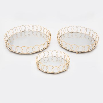 SET 3x Bandeja decorativa diá. 27/33/37 cm dorado