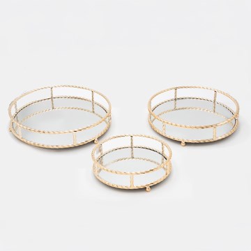 SET 3x Bandeja decorativa diá. 27/33/37 cm dorado