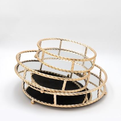 SET 3x Bandeja decorativa diá. 27/33/37 cm dorado