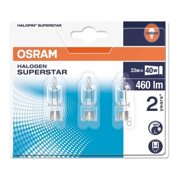 SET 3x Bombilla halógena HALOPIN G9/33W/230V 2700K - Osram