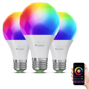 SET 3x Bombilla LED RGBW regulable ESSENTIALS A60 E27/8,5W/230V CRI 90 2700-6500K Wi-Fi - Nanoleaf