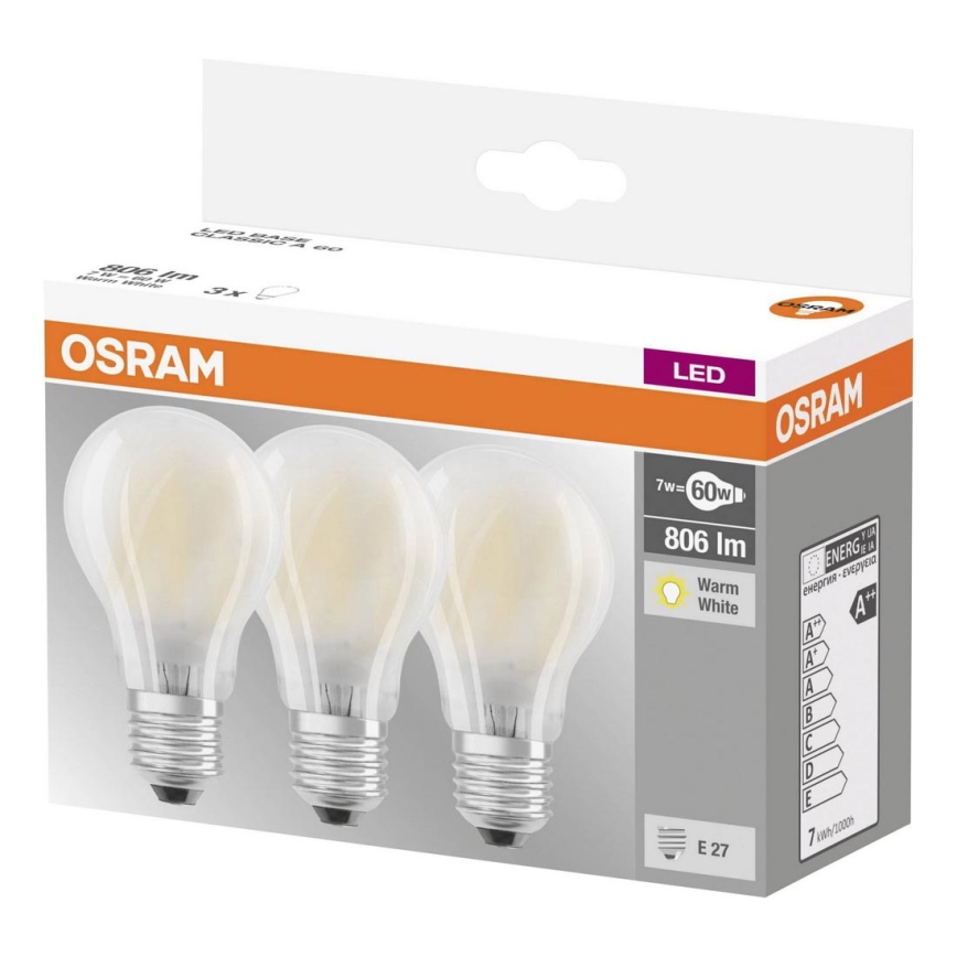 SET 3x Bombilla LED VINTAGE E27/7W/230V 2700K - Osram