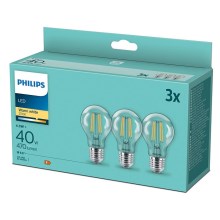 SET 3x Bombilla LED VINTAGE Philips E27/4,3W/230V 2700K