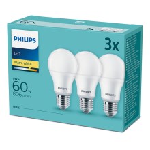 Set 3x Bombillas LED Philips E27/9W/230V 2700K