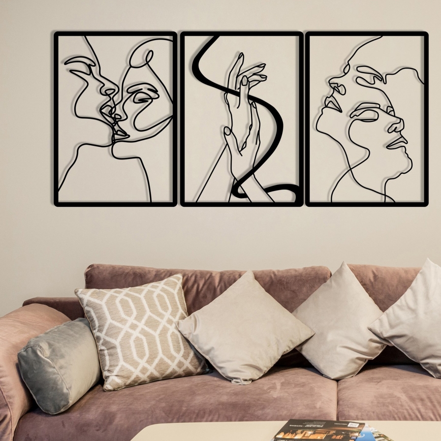 SET 3x Decoración de pared 109x50 cm amor metal
