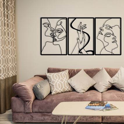 SET 3x Decoración de pared 109x50 cm amor metal