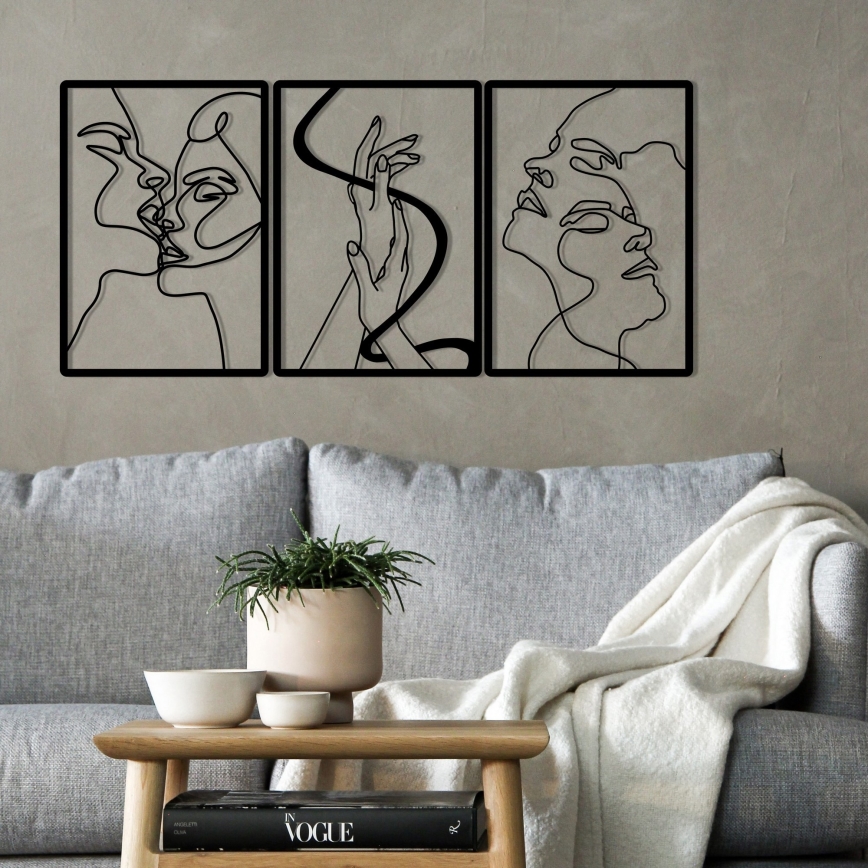 SET 3x Decoración de pared 109x50 cm amor metal