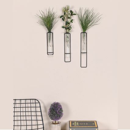 SET 3x Decoración de pared para flores 20/25/30 cm negro