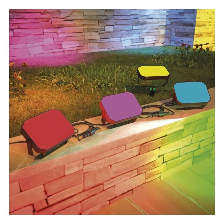 SET 3x Foco LED RGBIC regulable para exterior GoSmart LED/14W/230V 3000-6500K IP65 Wi-Fi Tuya