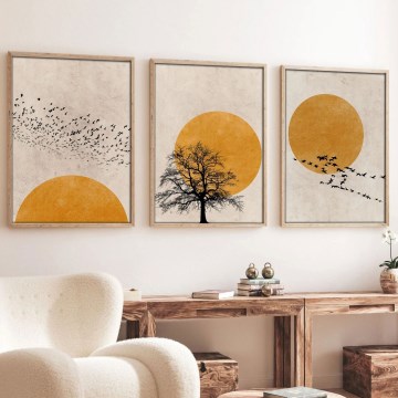 SET 3x Fotografía en un marco de fotos 50x70 cm beige/amarillo