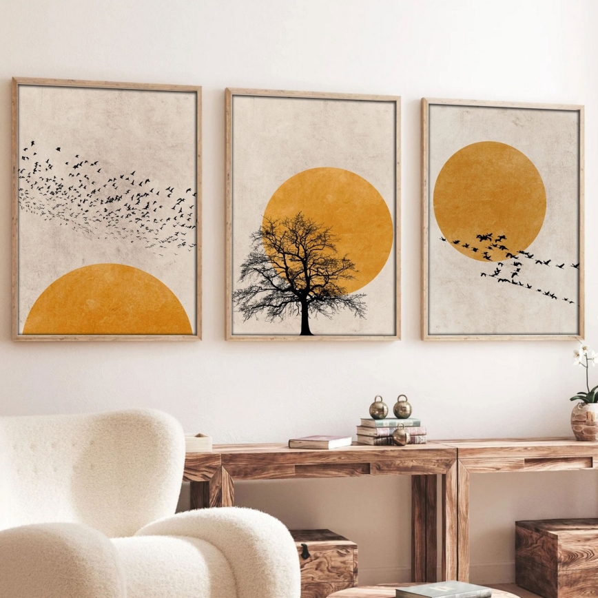 SET 3x Fotografía en un marco de fotos 50x70 cm beige/amarillo