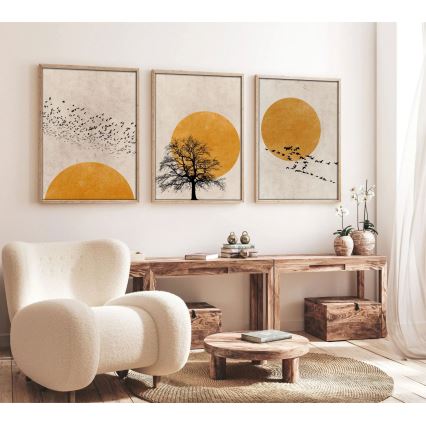 SET 3x Fotografía en un marco de fotos 50x70 cm beige/amarillo