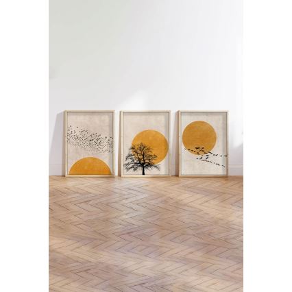 SET 3x Fotografía en un marco de fotos 50x70 cm beige/amarillo
