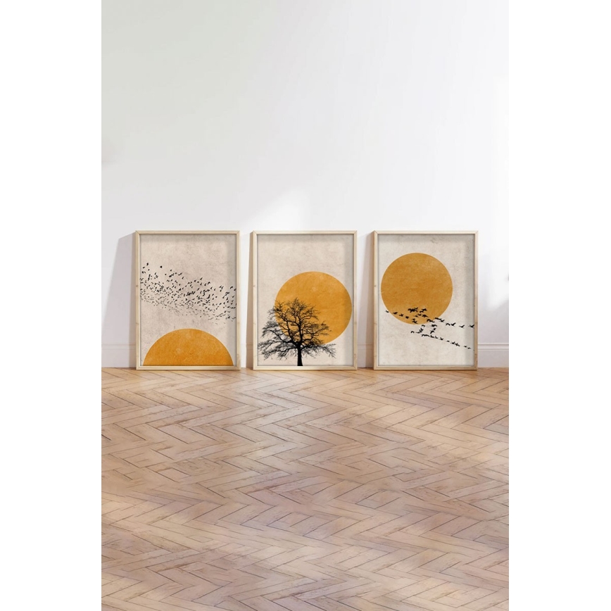 SET 3x Fotografía en un marco de fotos 50x70 cm beige/amarillo