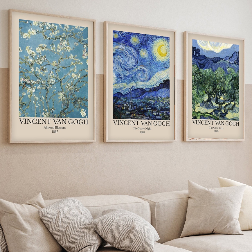 SET 3x Fotografía en un marco de fotos 50x70 cm Vincent van Gogh