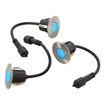 SET 3x Lámpara empotrable de exterior LED EASY CONNECT LED/1,2W/230V azul IP67