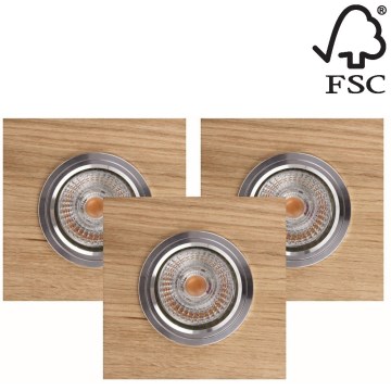 SET 3x Lámpara empotrable LED VITAR 1xGU10/5W/230V CRI 90 roble – FSC Certificado