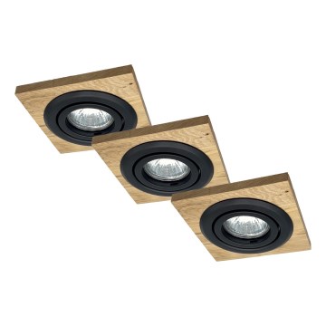 SET 3x Lámpara empotrada TOBBY 1xG9/20W/230V 11,5x11,5 cm roble/negro
