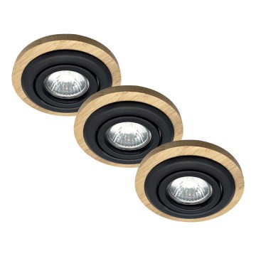 SET 3x Lámpara empotrada TOBBY 1xG9/20W/230V diá. 11,5 cm roble/negro