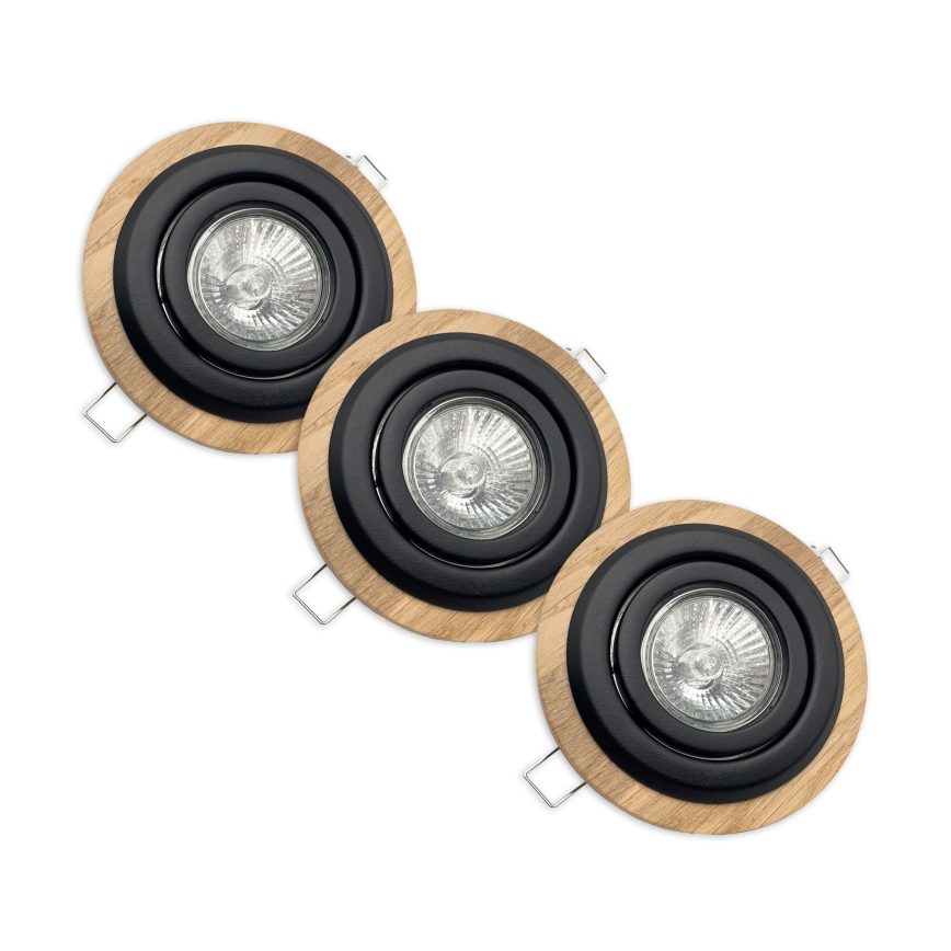 SET 3x Lámpara empotrada TOBBY 1xG9/20W/230V diá. 11,5 cm roble/negro